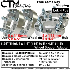 4Pc 1.25" THICK 5x4.5(115) to 5x4.5(115) WHEEL ADAPTER SPACER MAZDA/PONTIAc/MORE - Picture 1 of 4