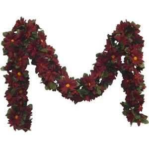 Daisy Garland Set of 2 6ft Long Burgundy - Picture 1 of 1