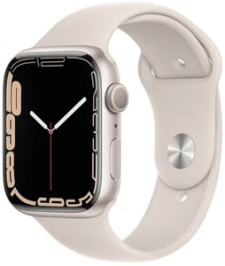 Apple Watch 7 LTE Alu 45mm Polarstern A2478 White Silicon Band, NEU Sonstige - Afbeelding 1 van 3