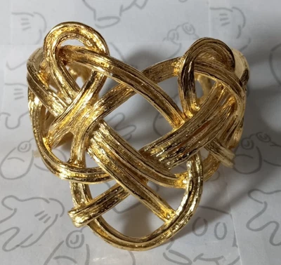 Brazalete Brazalete Givenchy Nudo Tono Dorado Firmado Vintage Tejido Cesta Foto 1 de 4