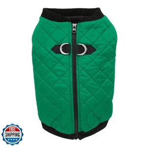 Gooby Fashion Vest Dog Jacket - Green, Small - Warm Zip Up Bomber Vest with D - Picture 1 of 5