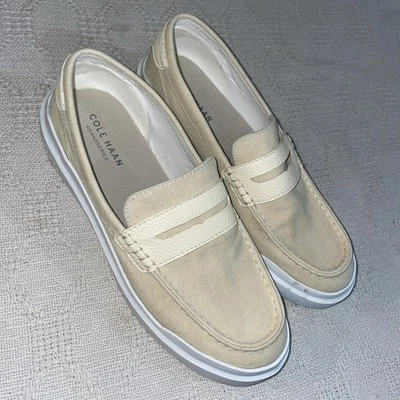 Cole Haan Womens Penny Loafers Size 9.5 B Beige Canvas Boating Comfort Outdoors - Image 1 of 4