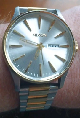 Nixon - The Sentry SS 42MM Men’s Day/Date Stainless/Gold Tone - Gold Dial Watch - Image 1 of 4