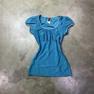 Cute Y2K Blue Teal Babydoll Top Brand Wrapper Women’s Size Small - Picture 1 of 5