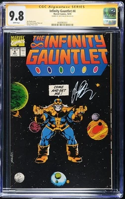 Infinity Gauntlet #4 CGC 9.8 SS Firmado Jim Starlin • Thanos • Marvel Comics 1991 Foto 1 de 2