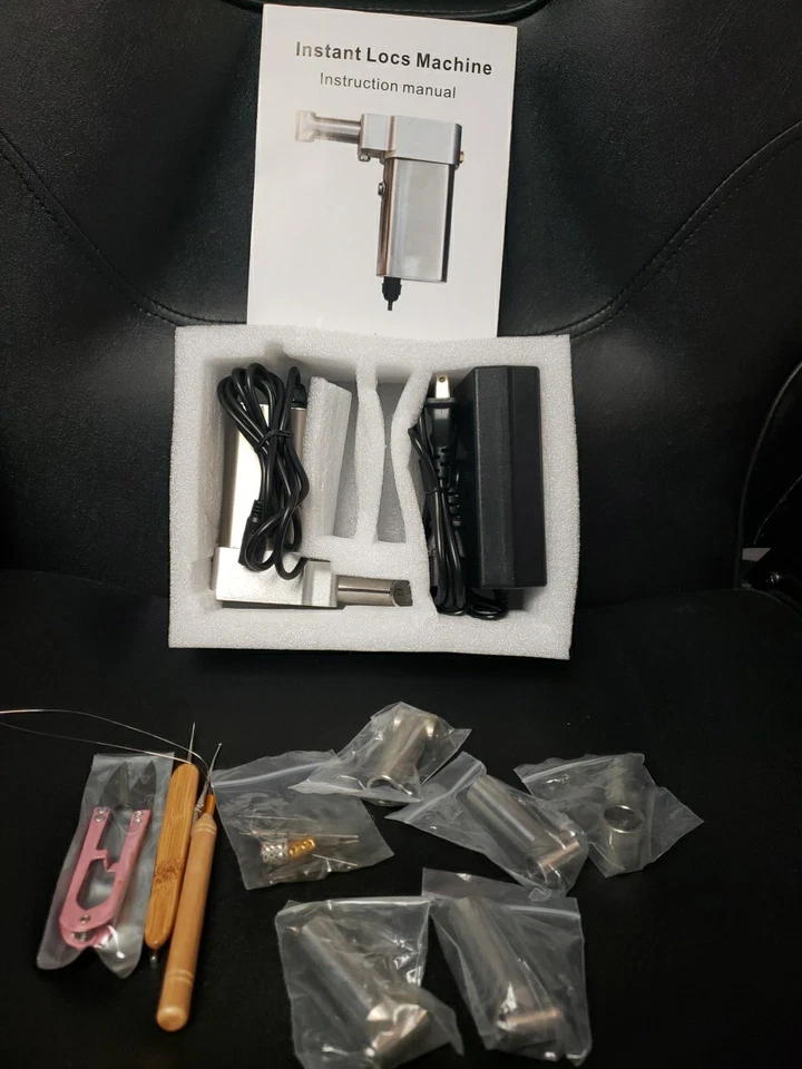  Portable Handheld Instant Loc Machine for Dreadlocks 6 Interchangeable Barrels - Imagem 1 de 1