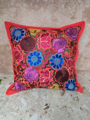 Guatemala Cojín Bordado Algodón Funda Almohada Hecho a Mano Floral Bordado  Foto 1 de 4