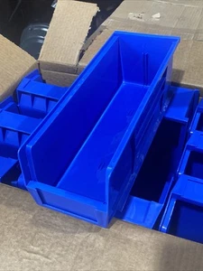 Hanging  Stacking Storage Bin 5-1/2 x 14-3/4 x 5 Blue Lot of 12 New - Picture 1 of 5