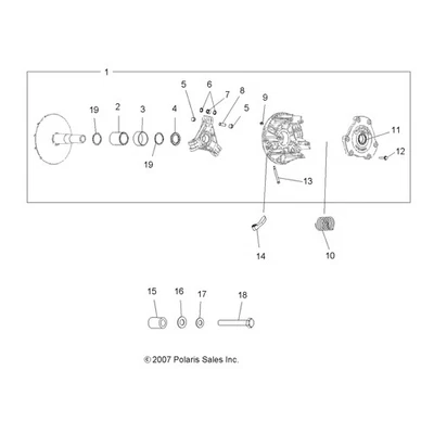 Polaris Clutch Assembly, Genuine OEM Part 1520836, Qty 1 - Image 1 of 4