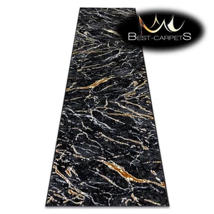 Alfombra Corredor Moderna Elegante Estructural ALLURE Marco Mármol Glamour Negro/Dorado - Imagen 1 de 10