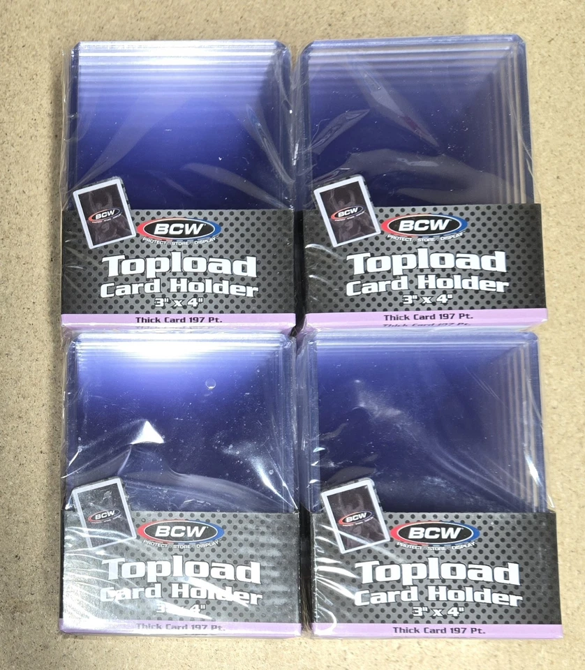 4 PACK BCW 3X4 THICK CARD TOPLOAD 197 PT 40 TOTAL LOOK - Image 1 of 1