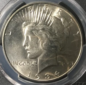 1934 D Peace Silver Dollar PCGS MS 62 - Picture 1 of 7