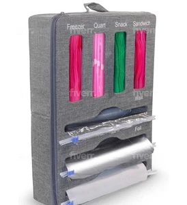 Ziplock Food Storage Bag Organizer for Kitchen Drawer or Wall 7 Sections Wrap C1 - Picture 1 of 4