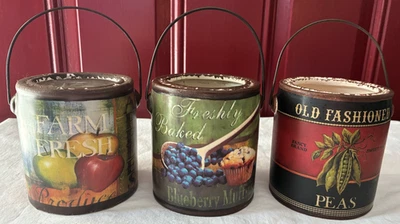 Lot of 3 decorative farmhouse country ceramic canisters w/o lids - Image 1 of 4