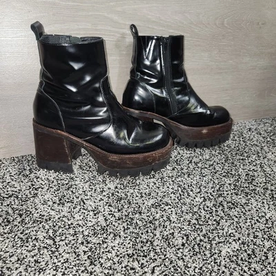Botas de plataforma gruesas de cuero negro JEFFREY CAMPBELL Quavo talla 7,5, Y2k Bratz Punk Foto 1 de 4