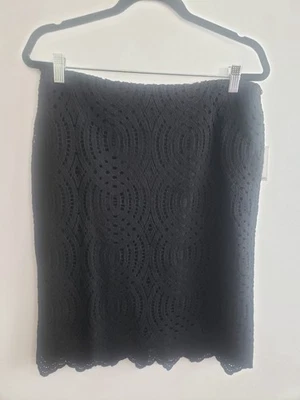 FALDA LÁPIZ CALVIN KLEIN NEGRA FESTONEADA CON CORDONES CREMALLERA FORRADA ABERTURA TRASERA ~ TALLA 8 Foto 1 de 4