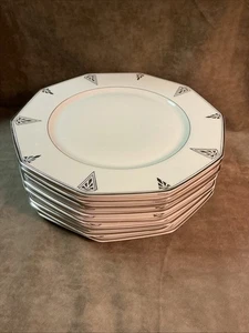 1920s Art Deco community China Deauville pattern dinner plate lot Of 8 Pieces - Picture 1 of 4