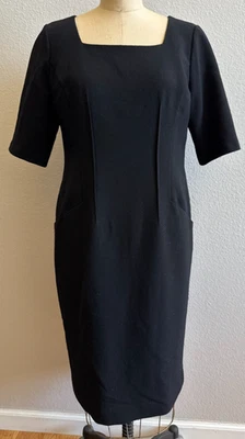 Lafayette 148 New York Virgin Wool Black Dress size 10 EUC Pockets - Image 1 of 4