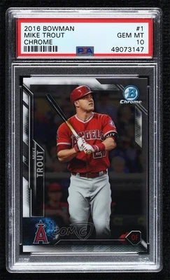 2016 Bowman Chrome Bowman Base Chrome Mike Trout #1 PSA 10 GEM MT - Image 1 of 2