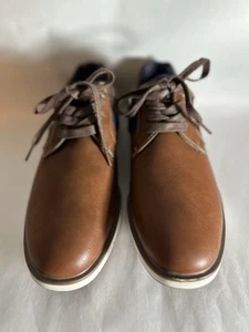NWOB Vance Co. Fritz Men's Shoe Brown Faux Leather W/Blue Textile Accents Sz 8.5 - Picture 1 of 6