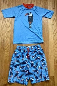 OUTDOOR OASIS Husky Boys Size M(10-12) Toucan 2-Pc Rashguard Swim Set - Picture 1 of 4