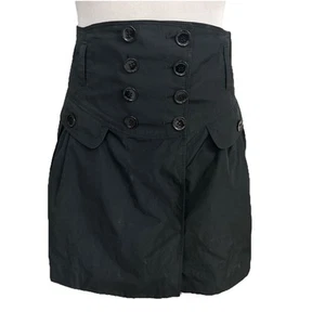 Burberry Black Poplin skirt Size 6 Signature Buttons - Picture 1 of 7