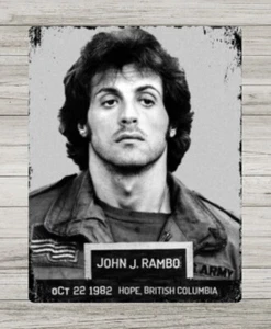 Vintage Rambo Mugshot Sign, Retro sign, Man Cave Garage kitchen Plaque Movie - Picture 1 of 1