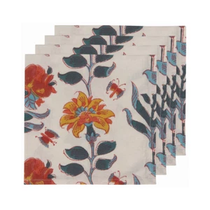 Danica Heirloom 18" x 18" Block Print Napkins (Set of 4) | Marigold - Picture 1 of 2