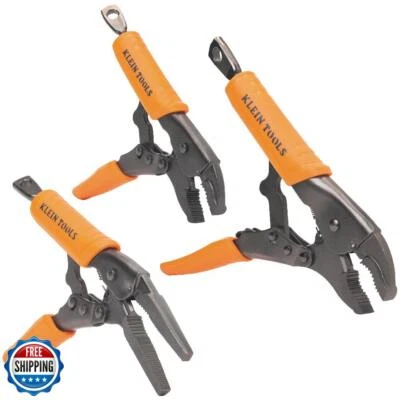 Klein Tools 38665 Locking Pliers Set, Long Nose 6-Inch, Curved Jaw 7 and 10-I - Image 1 of 4
