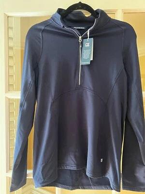 Pullover Cutter & Buck Adapt tejido ecológico elástico reciclado media cremallera-mediano-azul marino Foto 1 de 4