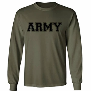 Camiseta Atlética EJÉRCITO Mangas Largas en Verde Militar - Adulto Pequeña a 3X-Grande - Imagen 1 de 1