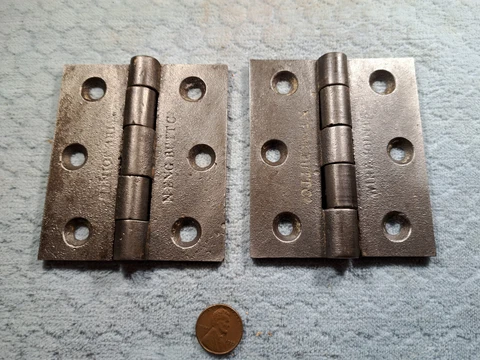 New England Tight Pin Butt Hinges 3-1/2 x 3 Wide Restored Cover