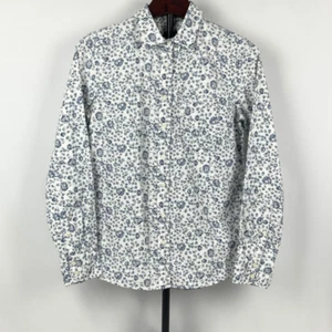 J. Camisa con botones floral blanca azul extra pequeña talla Crew manga larga algodón - Imagen 1 de 15