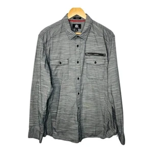 Rock & Republic Stretch grau Langarm Hemd Reißverschlusstasche Herren Größe Large - Bild 1 von 8