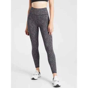 ATHLETA LIGHTNING STATIC 7/8 TIGHT Negro Blanco Estampado Talla Pequeña Cintura Alta Gimnasio - Imagen 1 de 9