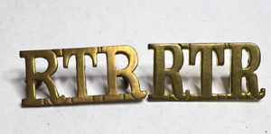 2 WW2 Royal Tank Regiment Shoulder titles Slight patina differences 42 x 18 mm