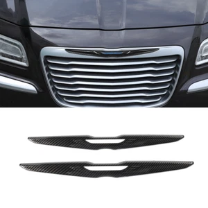 2PCS Front & Rear Car Logo Grid Cover Trim For Chrysler 300 2015+ Carbon Fiber - Picture 1 of 13