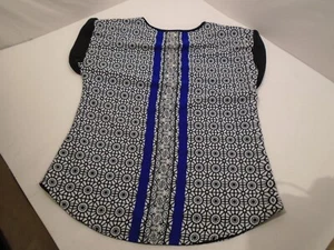 Antilia Femme Damen Größe Medium ärmellose Bluse Top leicht schwarz, weiß, blau - Bild 1 von 3