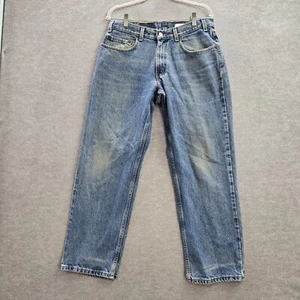 VINTAGE Levi's 550 Boy Jeans 34x28 Blue Denim Husky Straight Relaxed Fit Y2K - Picture 1 of 13