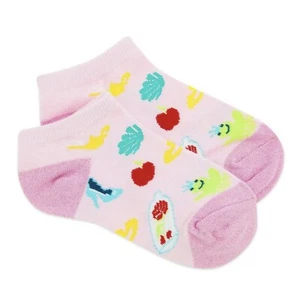 Disney Store Princess Pink Ankle Kids Girls Socks L Large Shoe 1-4 - Picture 1 of 5