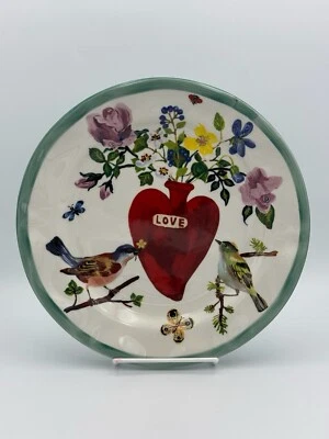NEW Anthropologie Nathalie Lete Heart Love Heritage Dinner Plate 10" SHIPS FREE!