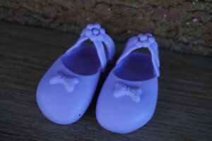 DOLL SHOES Purple Lavender BALLET Slippers Pair of Shoes Flower Strap Bow