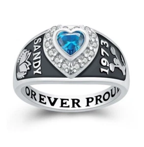 Full Customized High School Class Ring Gift For Heart Gemstone Design Collection - Picture 1 of 20