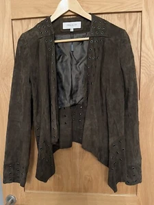 Karen Millen Suede Jacket Size 14 Brown - Picture 1 of 8
