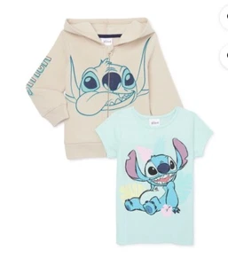 NUEVO * Conjunto de sudadera con capucha y camiseta con cremallera Disney Lilo and Stitch talla 5T con licencia Merc - Imagen 1 de 6