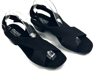Munro Jenny Black Lizard Print Nubuck Sandals Womens Size 8.5M Slingback USA New - Picture 1 of 10