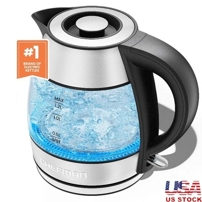 Hervidor eléctrico de ebullición rápida 1,2 L inalámbrico apagado automático 1500 W luz LED azul nuevo Foto 1 de 4