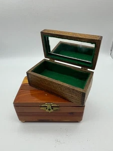 2 Wood Jewelry Trinket Boxes 2 different sizes (read below) storage Organization - Picture 1 of 9