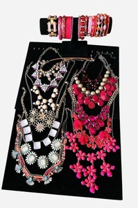 Modern Chunky Blue & Orange Color Rhinestone Statement Necklaces & Bracelet 20 - Picture 1 of 17