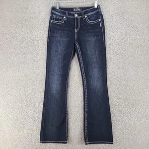 Silver Jeans Signature Natsuki Flap Dark Wash Denim Jeans Women's Tag Sz W32 L31 - Picture 1 of 22